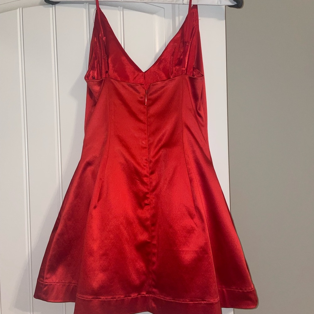 bebe Red satin party dress xs